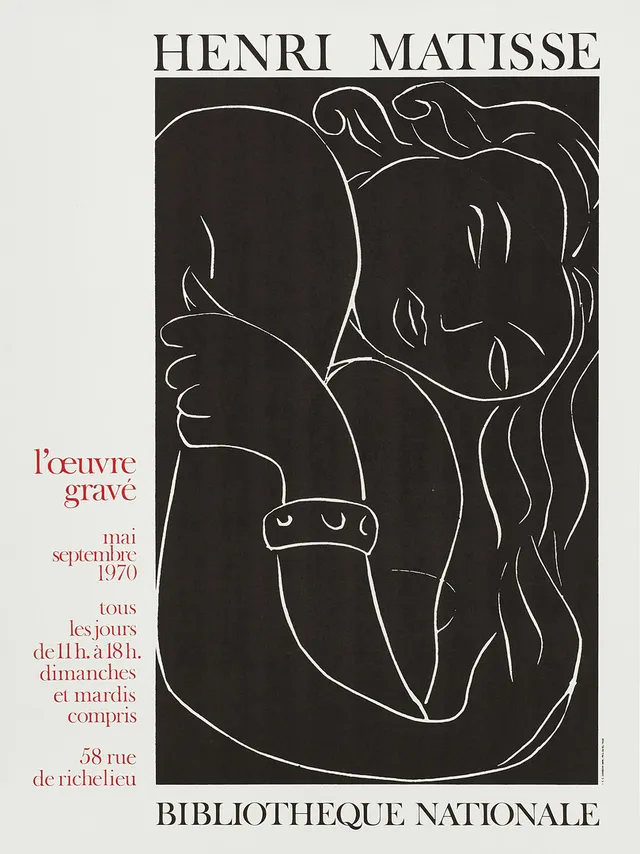 HENRI MATISSE. Utställningsaffisch, "Pasiphaé", "L'œuvre grave" (det grafiska verket), Bibliothèque Nationale, Paris 1970.