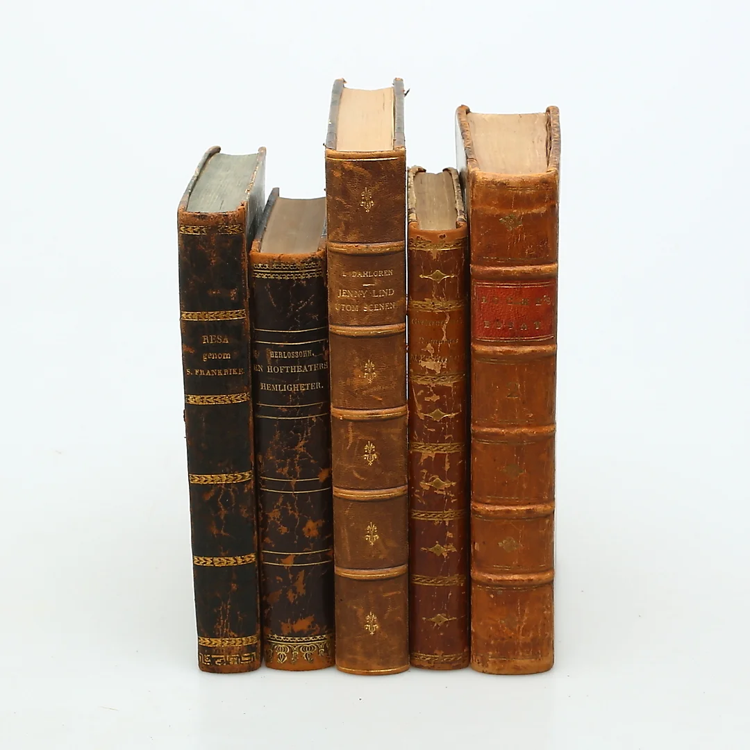 BÖCKER, 5 st, "En Hoftheaters Hemligheter" och "Resa genom S. Frankrike", främst 1800-tal. — Books, Maps & Manuscripts — Auktionshuset Kolonn