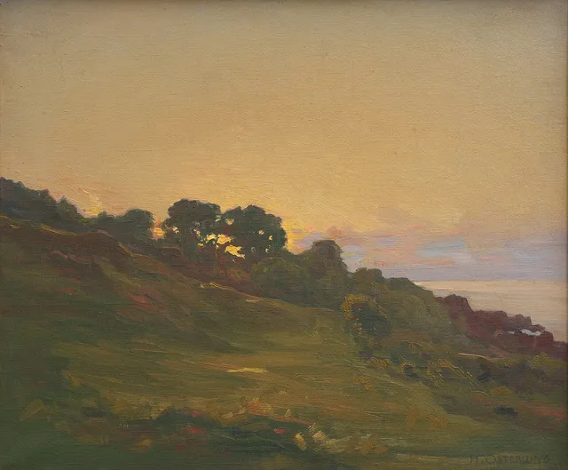 HERMAN ÖSTERLUND. OLJA PÅ DUK, LANDSKAP I KVÄLLSLJUS, SIGNERAD OCH DATERAD 1921.