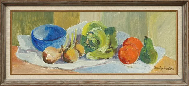 ANITA ERSEUS. Stilleben, olja på pannå, signerad.