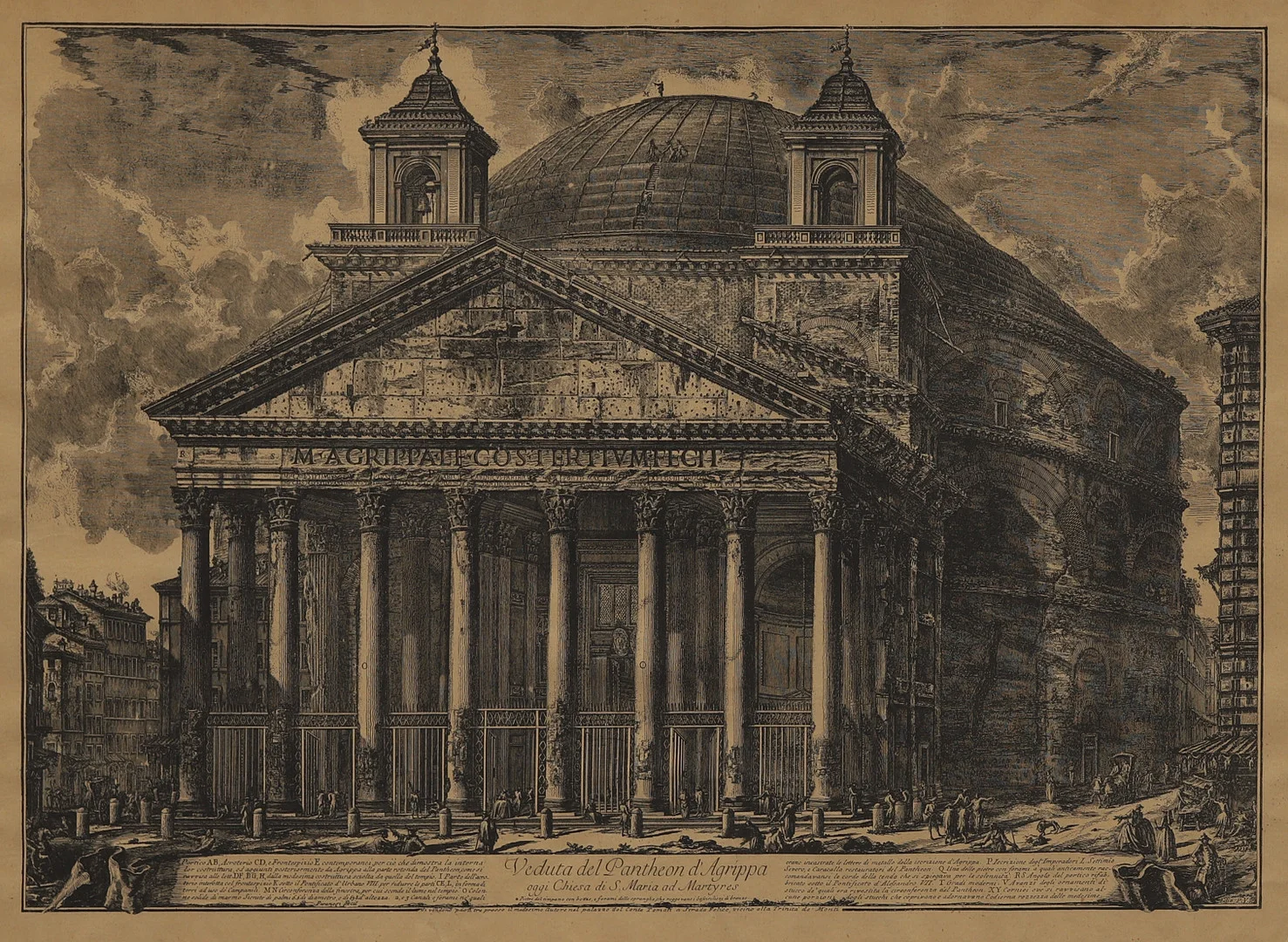 GIOVANNI BATTISTA PIRANESI. Efter, grafiskt blad, "Veduta del Pantheon d'Agrippa", omkring år 1900. — Engravings & Prints — Crafoord Auktioner Malmö