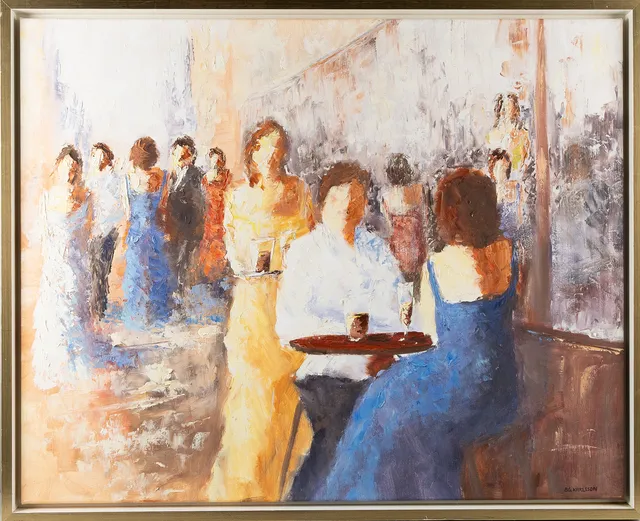 BENGT GÖRAN KARLSSON. Olja på duk, "Gamla caféet", signerad.