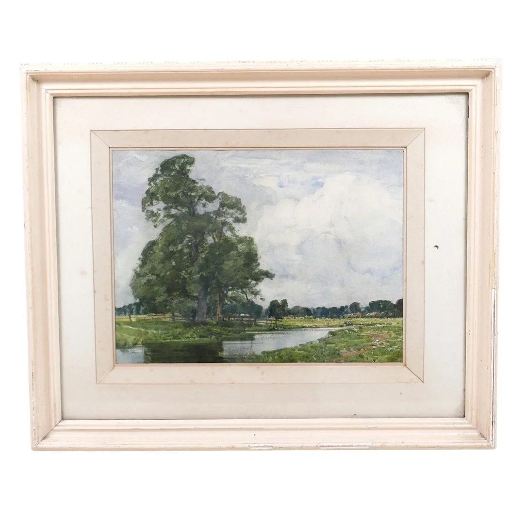 GIFFARD HOCART LENFESTEY (BRITISH, 1872-1943). RIVERSIDE COUNTRY LANDSCAPE SCENE WATERCOLOUR. — Paintings — Batemans of Stamford