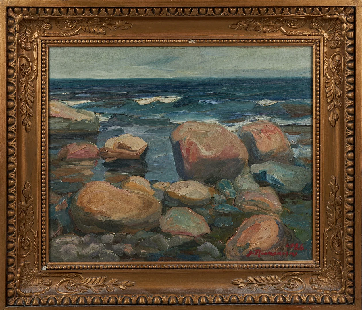 JALMARI RUOKOKOSKI. Havslandskap, signerad samt daterad 1926, olja på duk. — Paintings — Stockholms Auktionsverk Helsinki