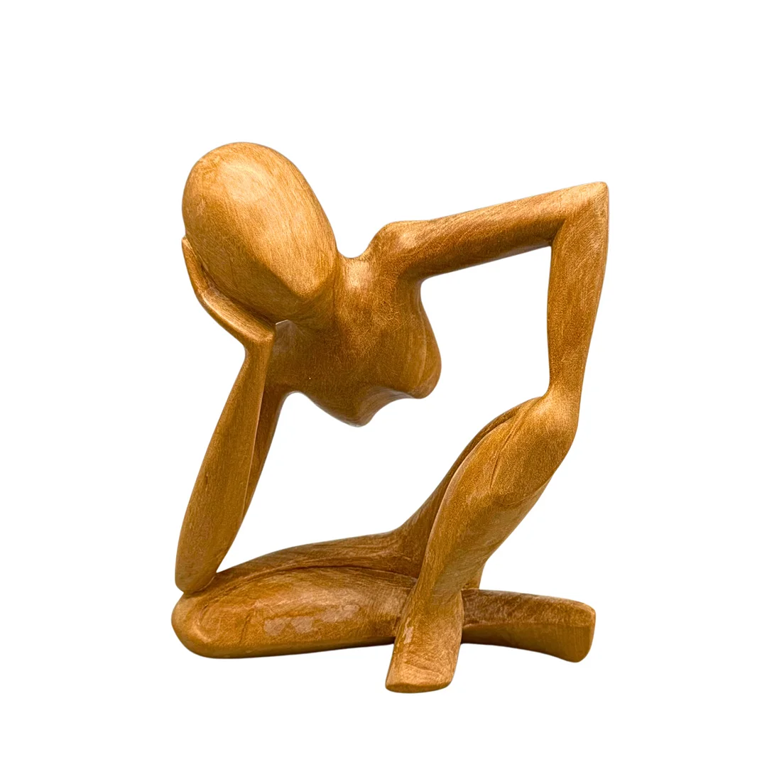 ABSTRAKTE SKULPTUR, „THINKING MAN“, HOLZ, HANDGESCHNITZT. — Sculptures & Bronzes — Auktionshaus Stuber's Hammerschlag