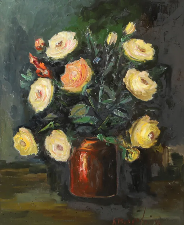 KARIN BORGSTRÖM. Blomsterstilleben, olja på duk, signerad K. Borgström.