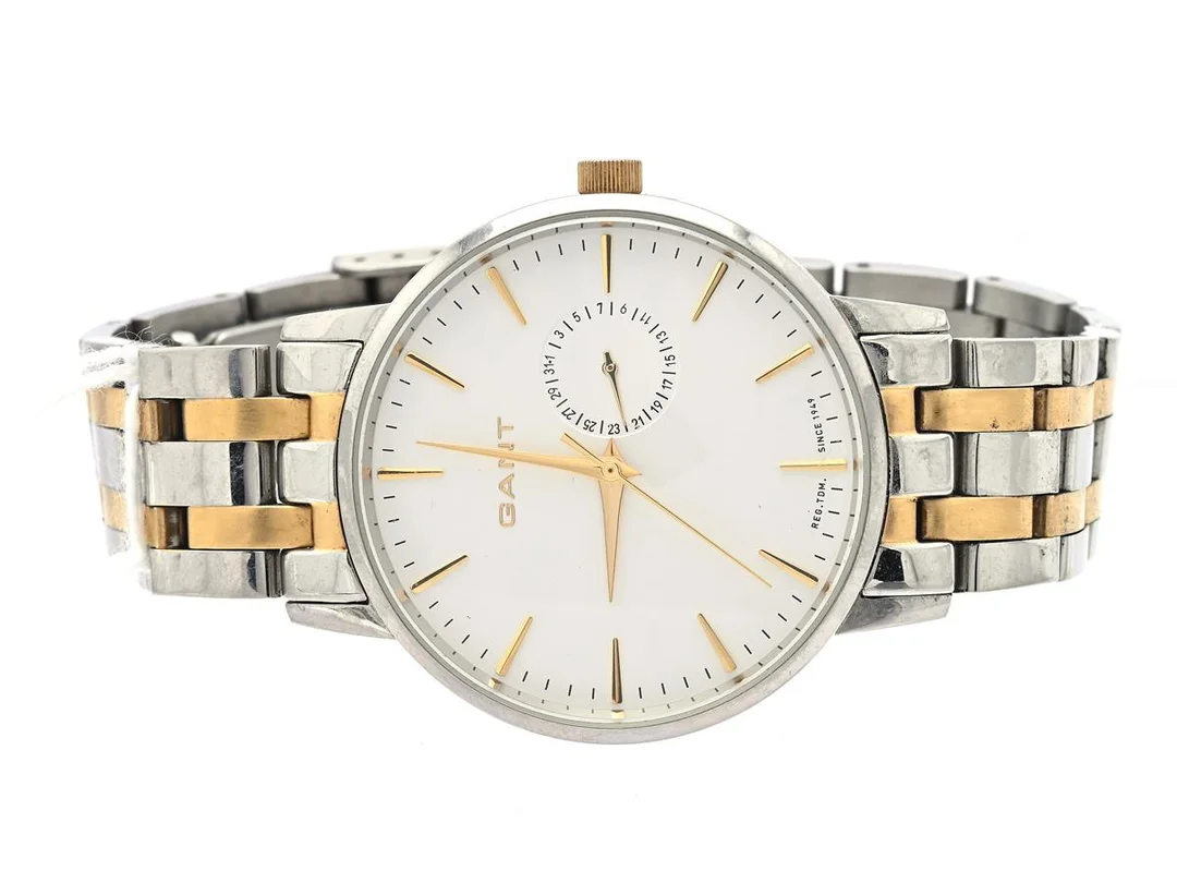 Gant, herrur, 38mm, stål, quartz, refnr. G106004, mineralglas, datum, stållänk — Klockor/Gant — Kaplans