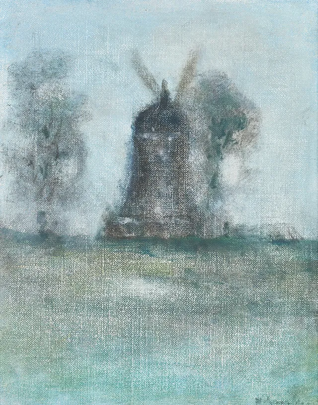 RUBEN HELEANDER (1931-2020). "Kvarnen afton", signerad, olja på duk ställd på pannå.
