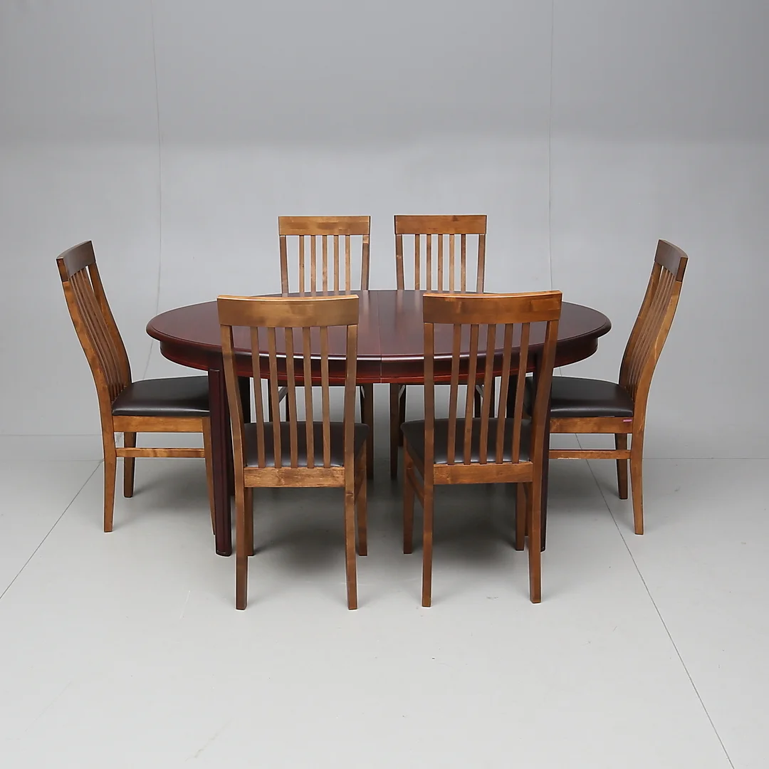 MATGRUPP, 7 delar, bla Pohjamaan, Finland,1900-2000-tal. — Dining room furniture — Gomér & Andersson Norrköping