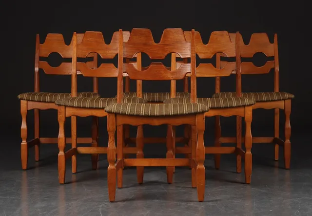 Henry Kjærnulf for Nyrup Møbelfabrik. Set of six oak chairs, model 54 - 'Razorblade' (6)