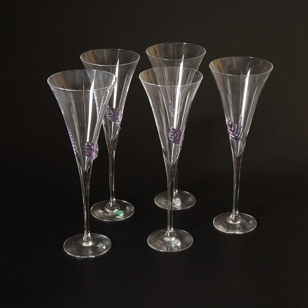 ERIKA LAGERBIELKE. f 1960. Champagnestrutar, 5 st, Orrefors. — Utility glass — Auktionsverket Engelholm