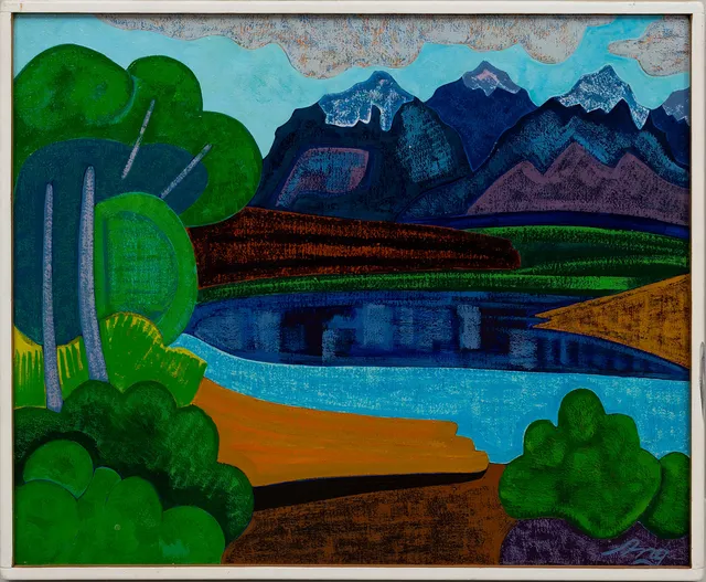 ARNE NORBERG. "Drömt landskap", olja på pannå, signerad.
