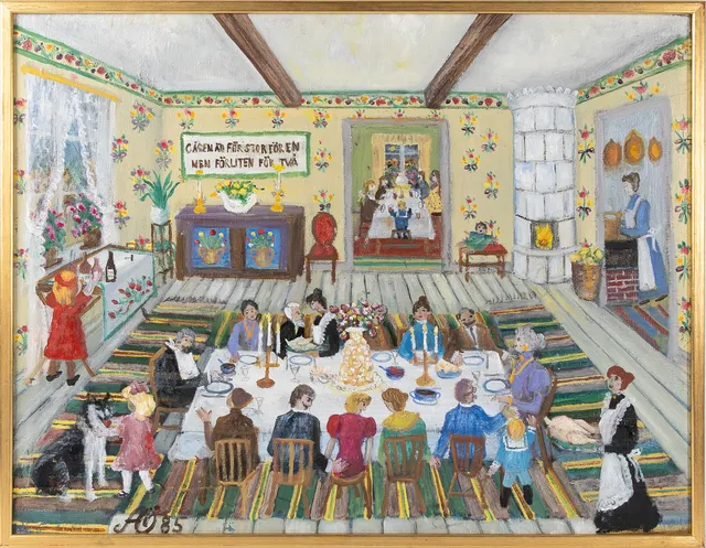 ALMA ÖHRSTRÖM (1897-1987). "Gåsagille", olja på duk.