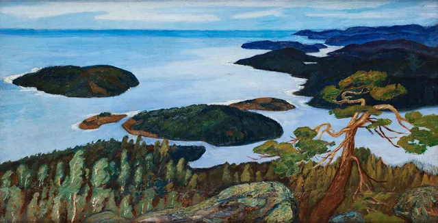 Helmer Osslund, Utsikt från Ringkallen, motiv från Höga Kusten, Ångermanland.