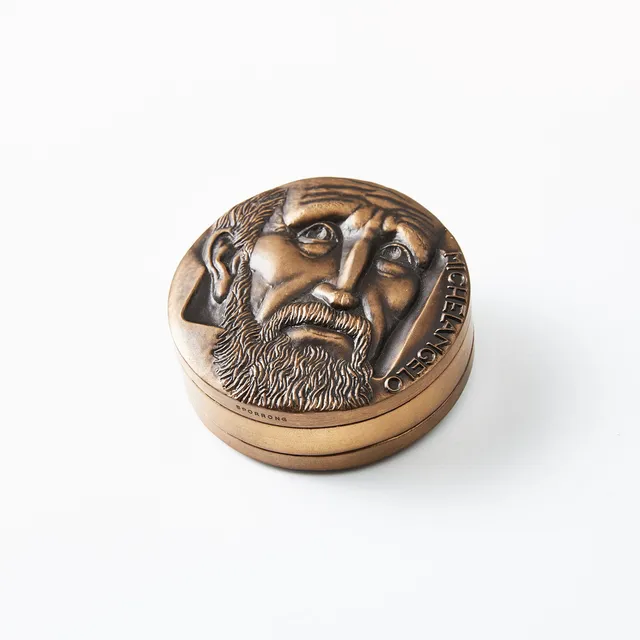 KAUKO RÄSÄNEN. 1926-2015. Medalj, brons, Michelangelo, 3-delad, signerad och numrerad 74/ 1500, 1974.