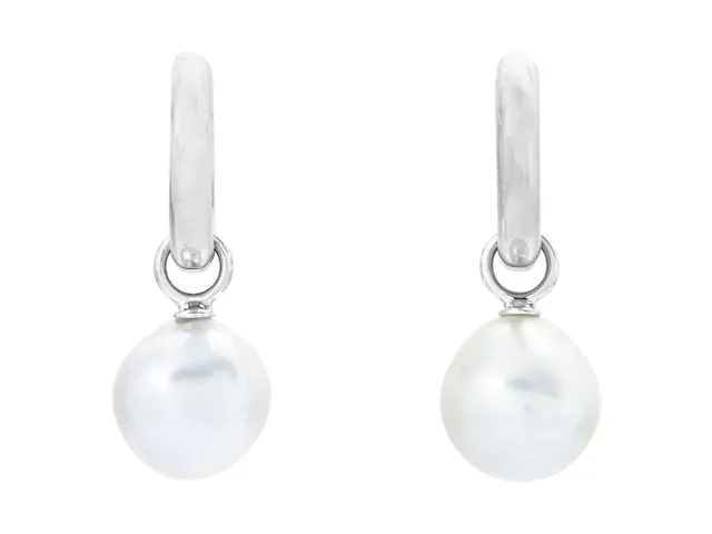 STRÖMDAHLS, örhängen med påhängen, 18K vitguld, South sea pärlor 11,25-11,5 mm, höjd 30 mm, vikt 10,6 g, huggies.