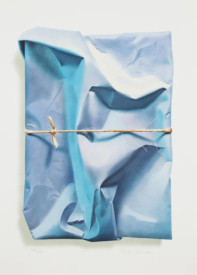 YRJÖ EDELMANN. "Stringed Blue Ocean", signerad Y Edelman samt numrerad 1360/1500 färglitografi.