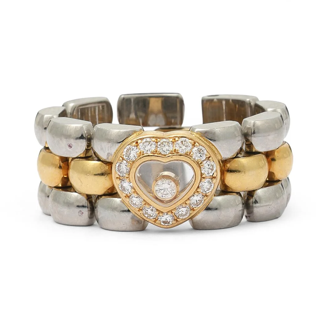 Happy diamond ring set with numerous diamonds, mounted in 18k gold and metal. Weight app. 14 g. W. 10 mm. Size 61. — Jewellery/Rings — Bruun Rasmussen