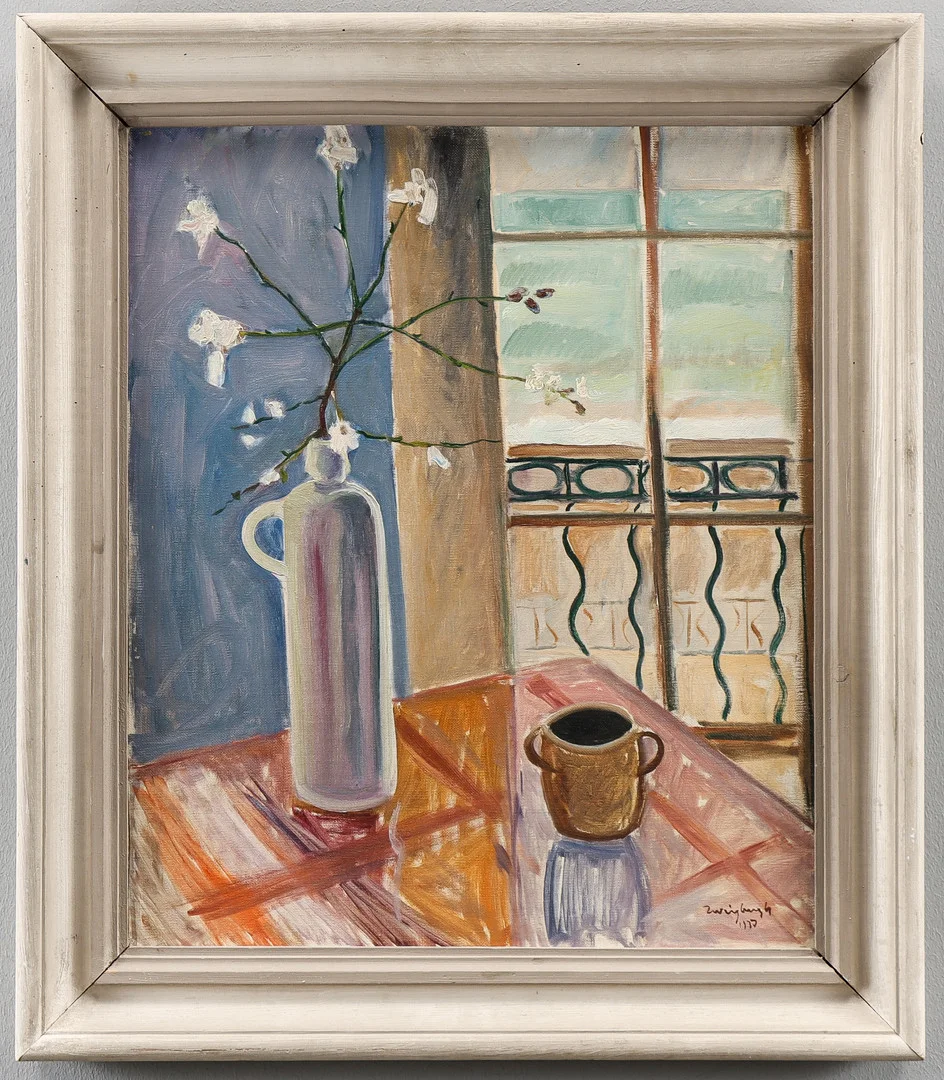 BO VON ZWEIGBERGK. Utsikt från fönster. — Paintings — Karlstad Hammarö Auktionsverk