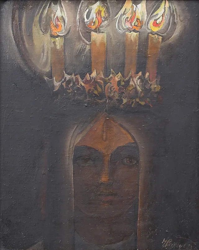 JERZY PRZYBYL (JAN POL). Lucia. Olja på pannå, signerad och daterad -83.
