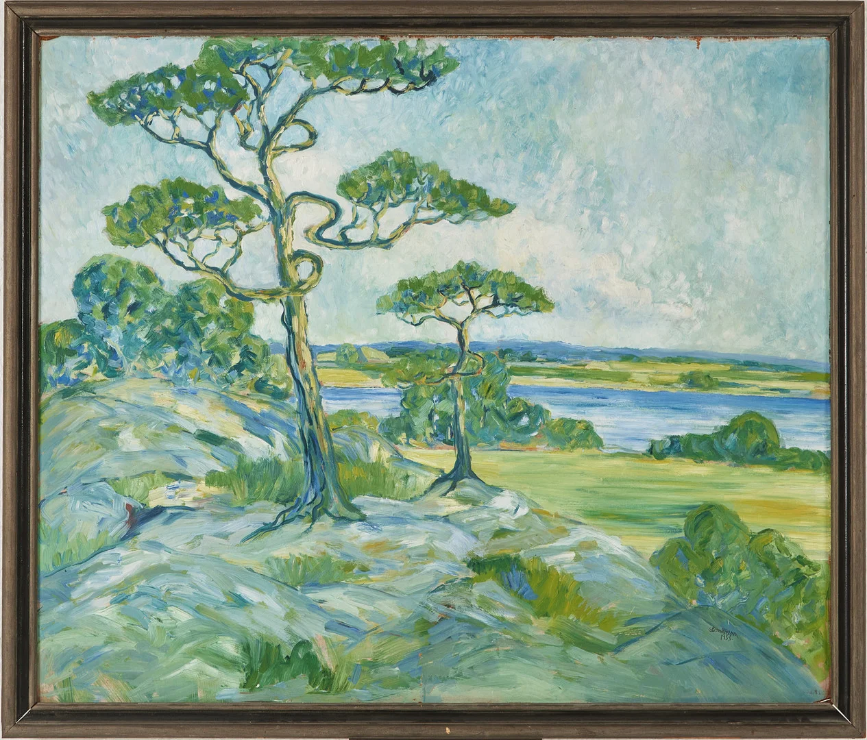 CARL BERNDTSSON. Högsommarlandskap, oljemålning på pnnå, signerad och daterad C Berndtsson 1933. — Paintings — Stockholms Auktionsverk Magasin 5