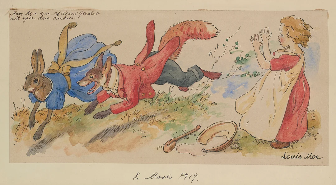 Moe, Louis — "Naar den ene af Lisas Gæster vil spise den anden" 1919 — Kunst/Øvrig billedkunst — Blomqvist