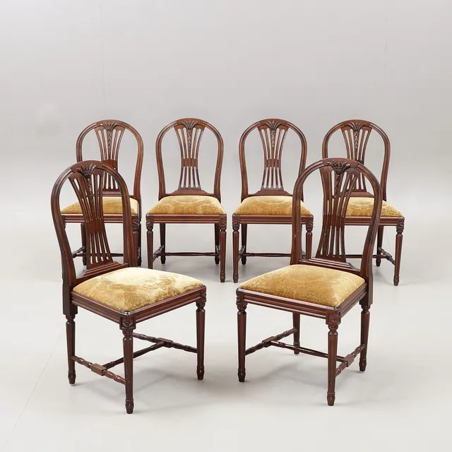 STOLAR, 6 st, "Axet", Gustaviansk stil, 1900-talets andra hälft.