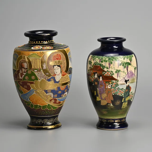 TWO JAPANESE SATSUMA WARE VASES, 20TH CENTURY.