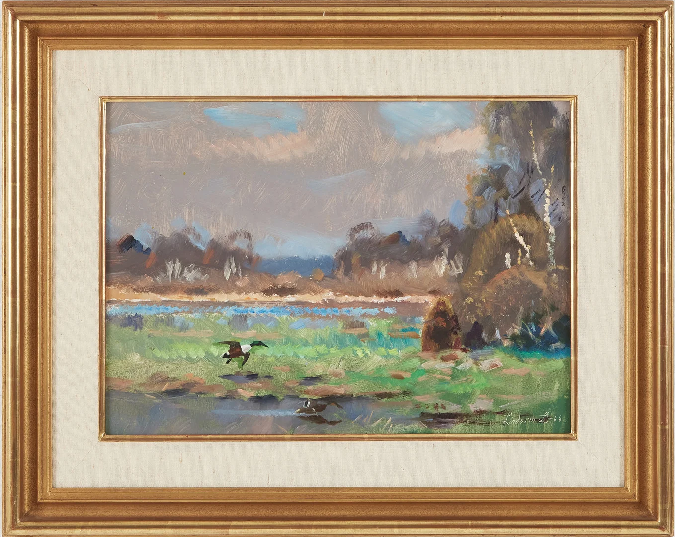 LINDORM LILJEFORS. "Skedänder Uppland", olja på pannå, signerad och daterad 1966. — Paintings — Stockholms Auktionsverk Magasin 5