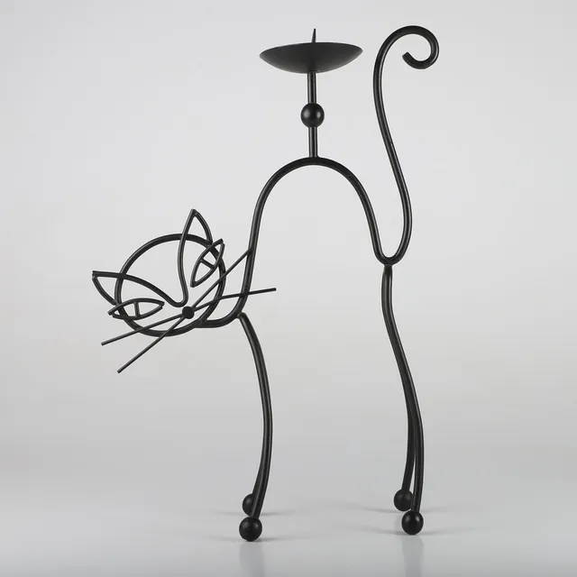 LJUSSTAKE, i form av katt, stringmodell, Gunnar Ander, Ystad Metall, 1950/60-tal.