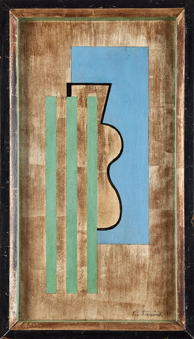 PÄR SIEGÅRD (1887-1961). Komposition med gitarr, olja på pannå, 53 x 30 cm. — Paintings — Stockholms Auktionsverk Fine Art