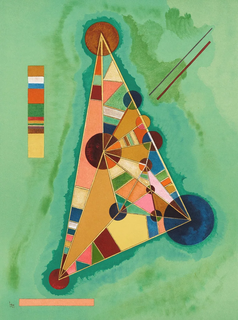 WASSILY KANDINSKY. Variegation in the triangle / Bauhaus", monogramsignerad i trycket, färglitografi efter komposition från 1927. — Engravings & Prints — Crafoord Auktioner Stockholm