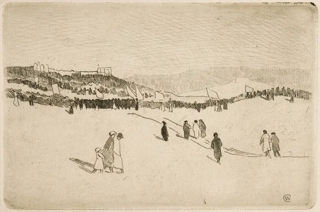CARL WILHELMSON (1866-1928). 1:a maj, Gärdet, Stockholm, signerad med blyerts och numrerad 1/2, etsning.