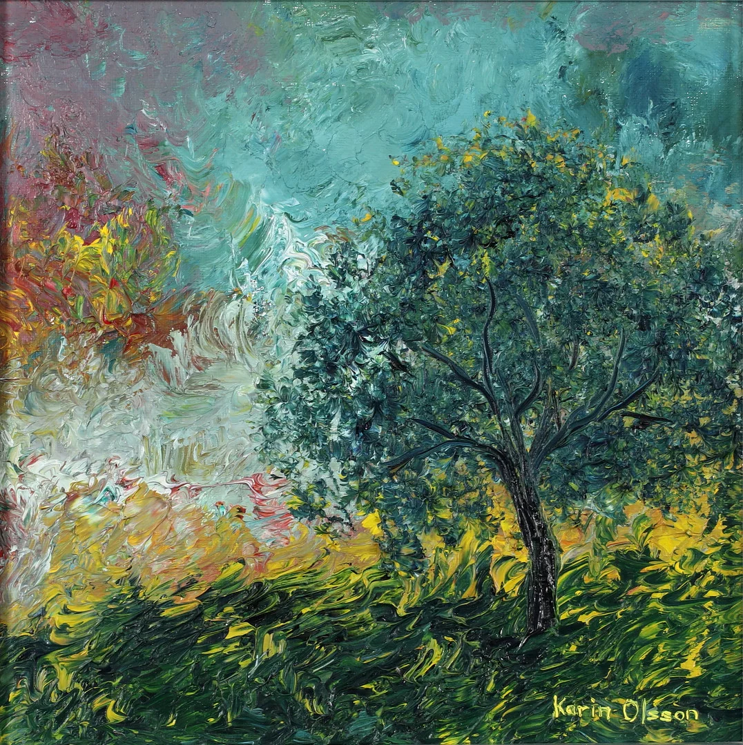 KARIN OLSSON. "Efter regnet", olja på duk, signerad och daterad 1978. — Paintings — Stadsauktion Sundsvall