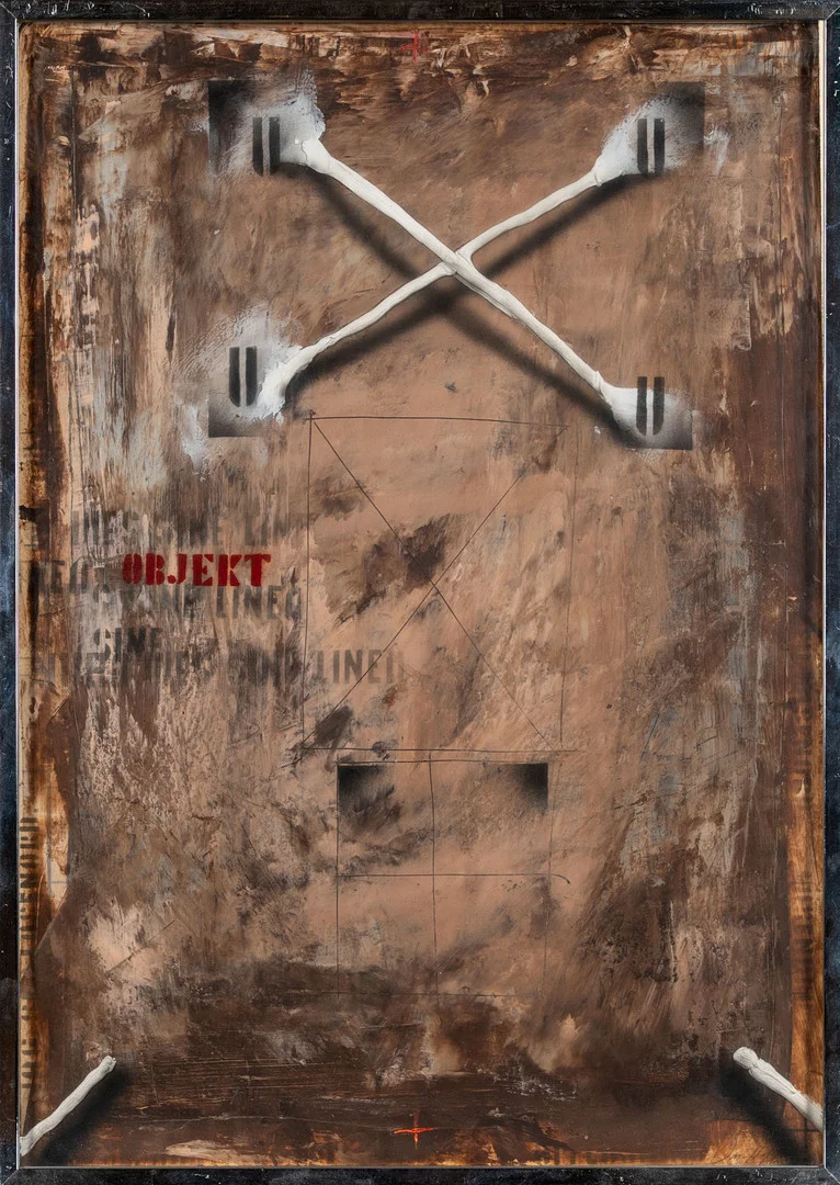 DAN NYGÅRD. Blandteknik på papper, "Objekt", komposition, signerad. — Paintings — Norrlands Auktionsverk