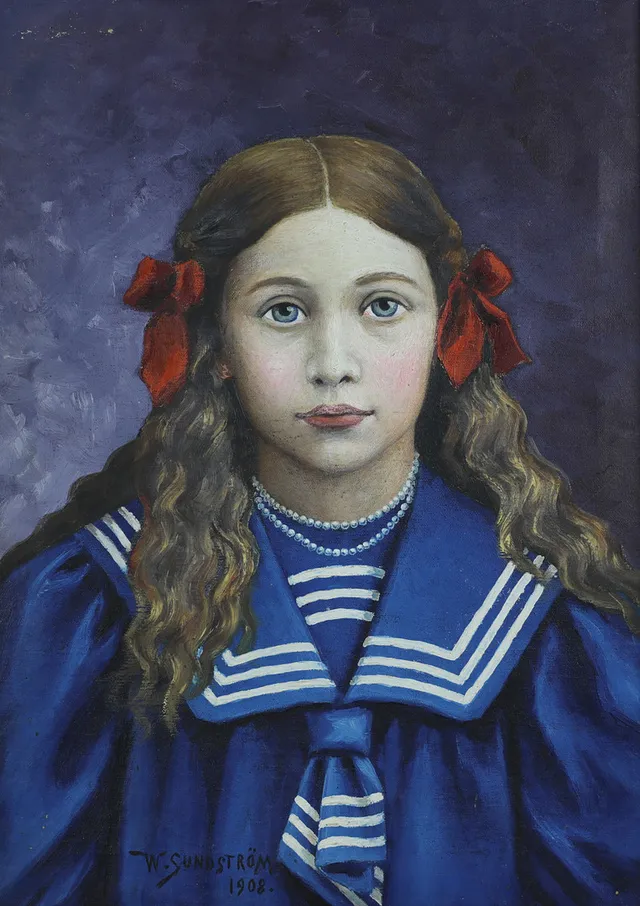 ALF SUNDSTRÖM. olja på duk, porträtt, signerad och daterad 1908.