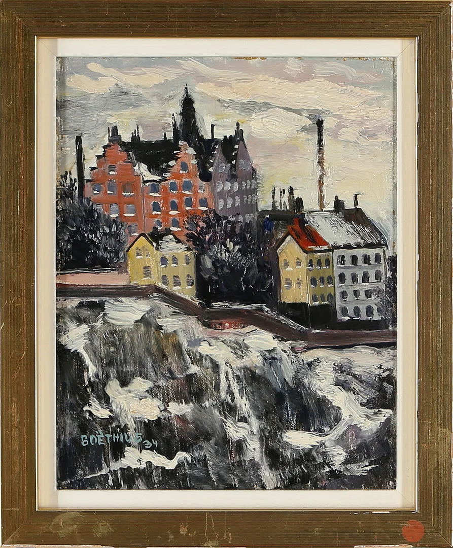 LARS BOETHIUS. Södermälarstrand, olja på duk, signerad och daterad -34. — Paintings — Auktionshuset Kolonn