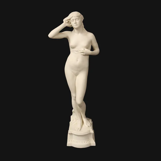 PER HASSELBERG (SVERIGE, 1850-1894). EFTER. skulptur, "Snöklockan", Gustavsberg 1905.