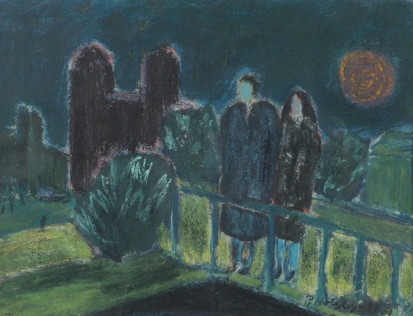 PAUL HOLSBY. "Natt vid Notre Dame", pastell, signerad. — Paintings — Helsingborgs Auktionskammare