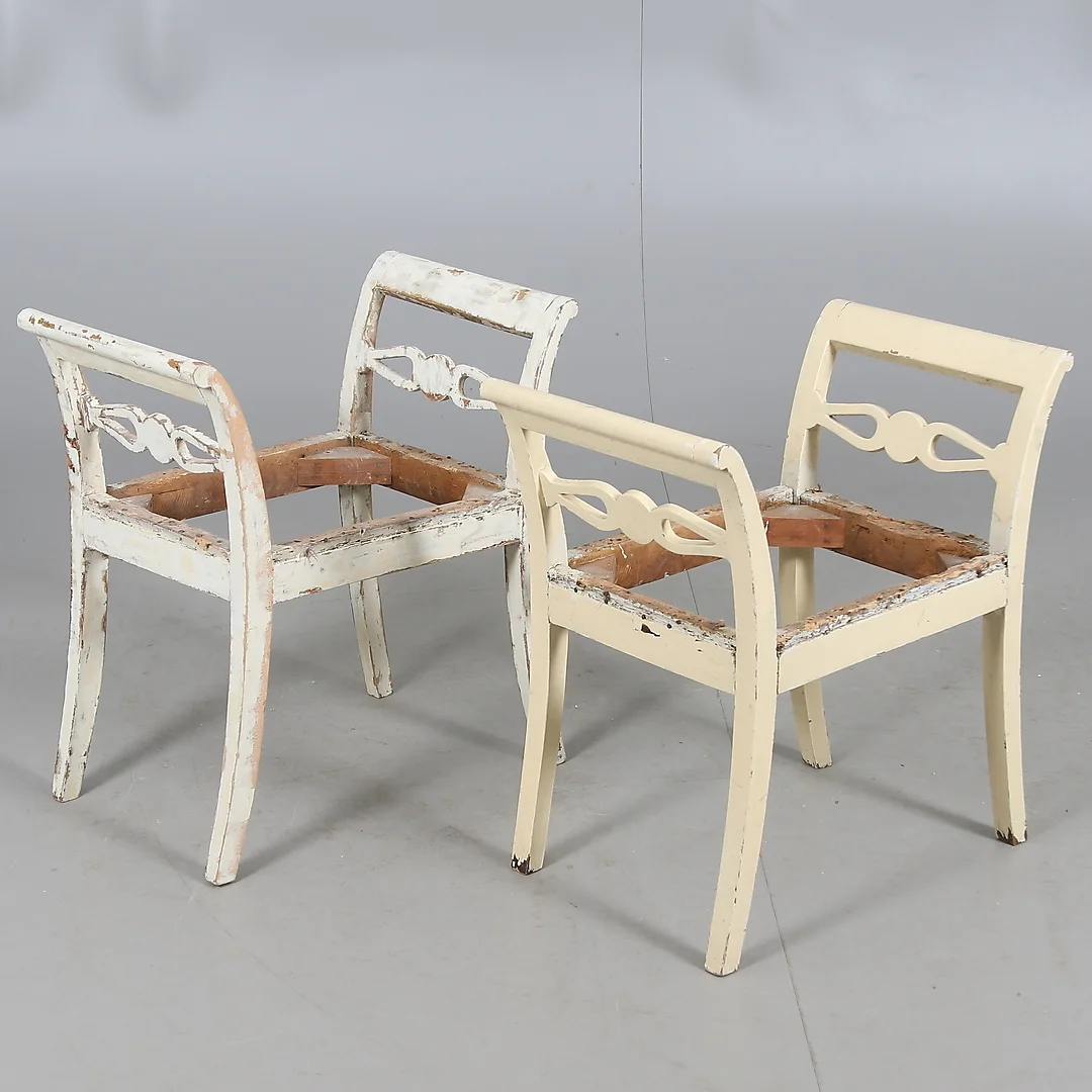 BANKETTER, ett par, empire, 1800-talets första hälft. — Armchairs & Chairs — Stadsauktion Sundsvall