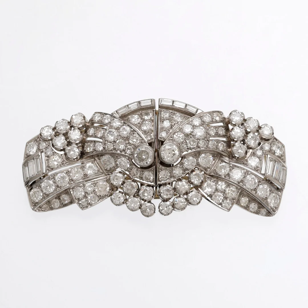 Dpuble brooch - French diamond clip, mid-20th century. — Brooches & Pendants — Balclis