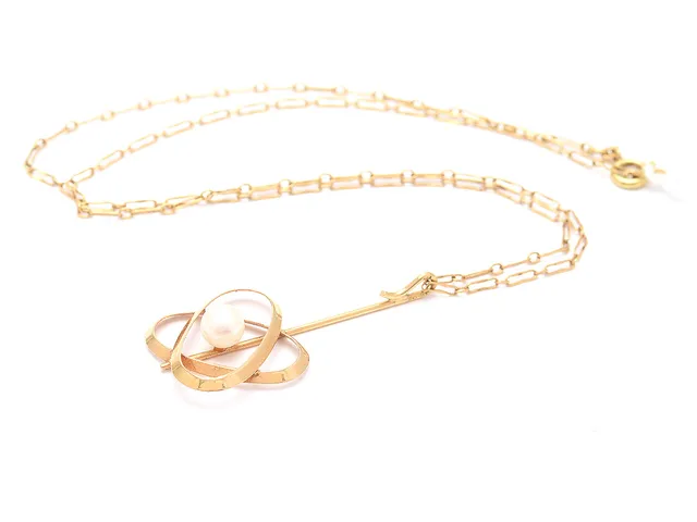 Hänge med kedja 18K 3,6g 4cm 42cm med pärla ca 6mm