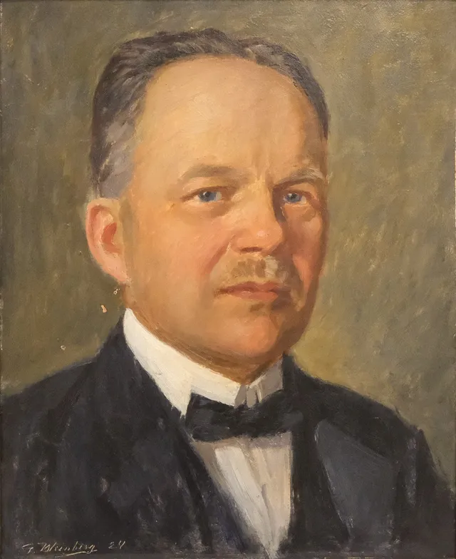 GUNNAR WEINBERG. MANSPORTRÄTT, OLJA PÅ PANÅ.