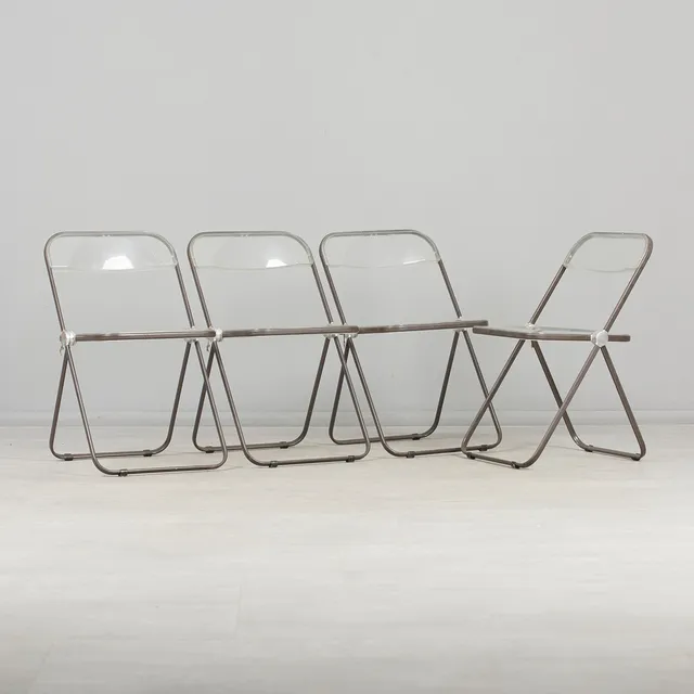 GIANCARLO PIRETTI. CASTELLI, Set Klappstühle / Stühle, Modell 'Plia', Stahl, Acrylglas, Entwurf 1967, Italien (4).