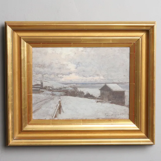 VICTOR FORSSELL. FRÅN STOCKHOLMS UTKANTER. OLJA PÅ PANNÅ, UTSTÄLLD AGUÉL I MUSEET -76, SAMT PRINS EUGENS WALDERMARSUDDE -78. SIGNERAD DATERAD.