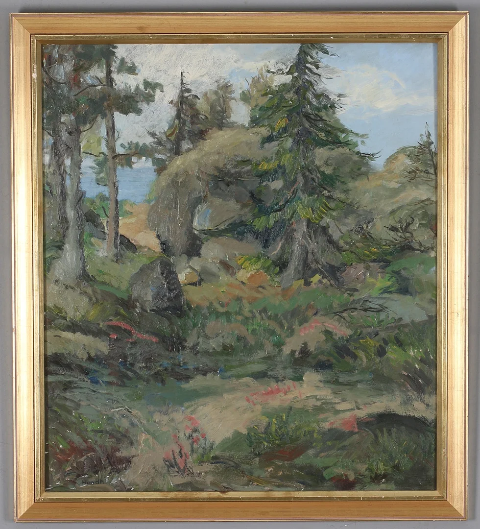 FRIEDRICH WILHELM HUNDT. Landskap, olja på pannå, signerad. — Paintings — Stadsauktion Sundsvall
