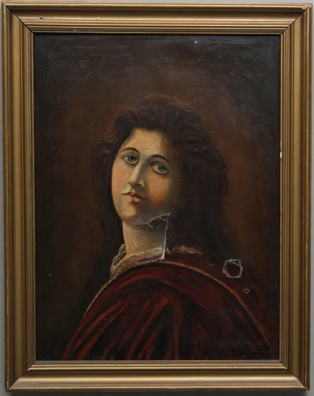 OKÄND KONSTNÄR. 1800-tal. Porträtt. Otydligt signerad.