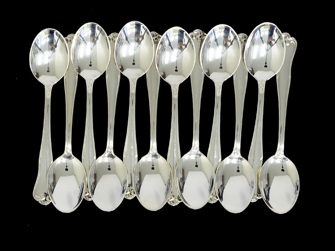 Kaffesked 12st, silver, modell Symfoni, 115mm, 149,8g — Silver/Matsilver — Kaplans