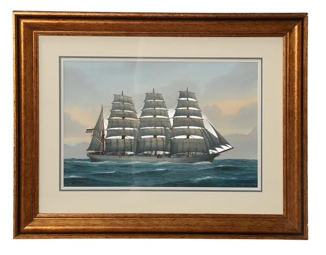 FRANK JOSEPH HENRY GARDINER (BRITISH, BORN 1942) HERZOGIN CECILIE, FOUR MAST WINDJAMMER.