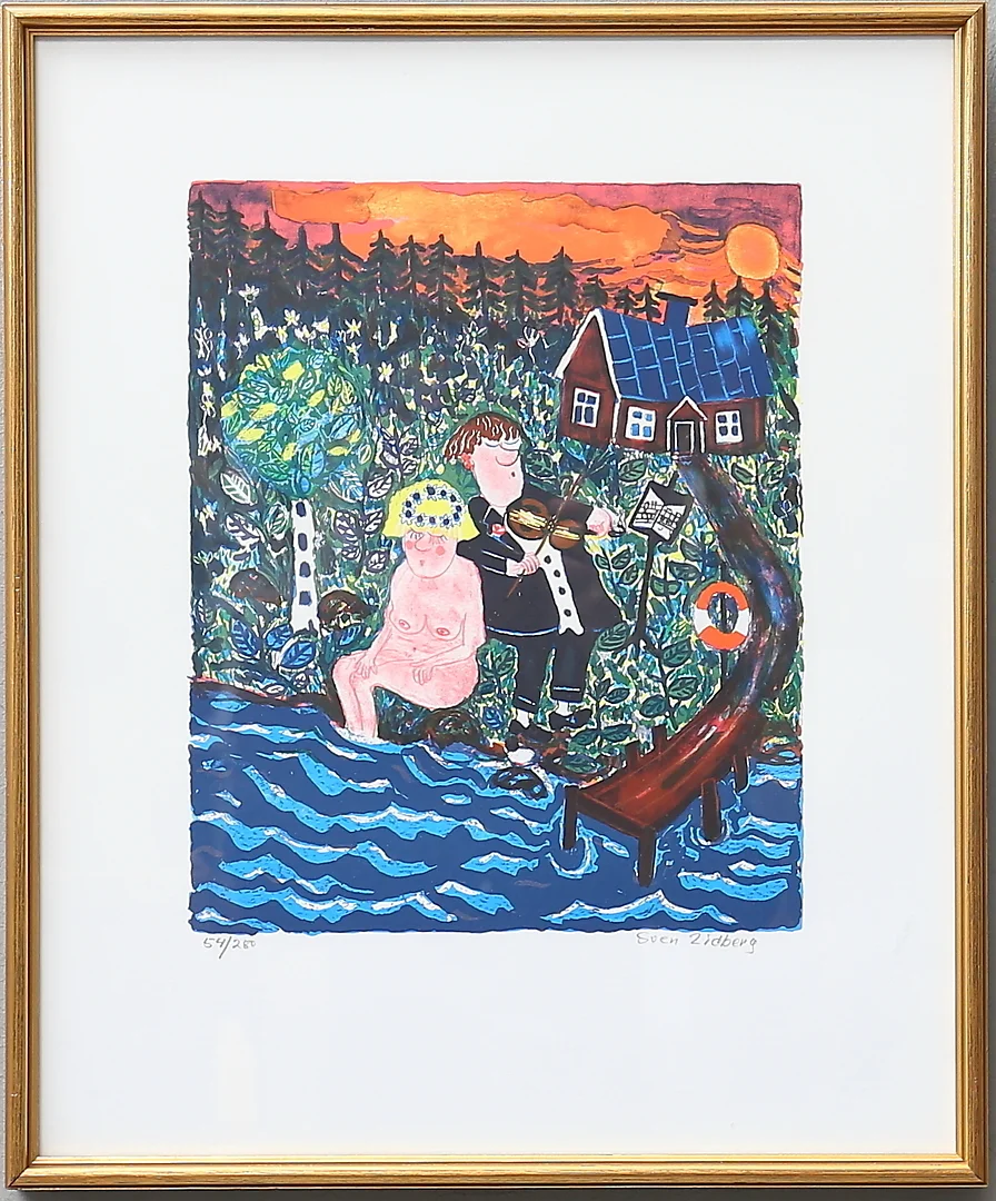 SVEN LIDBERG. Färglitografi, signerad samt numrerad 54/280. — Engravings & Prints — Gomér & Andersson Norrköping